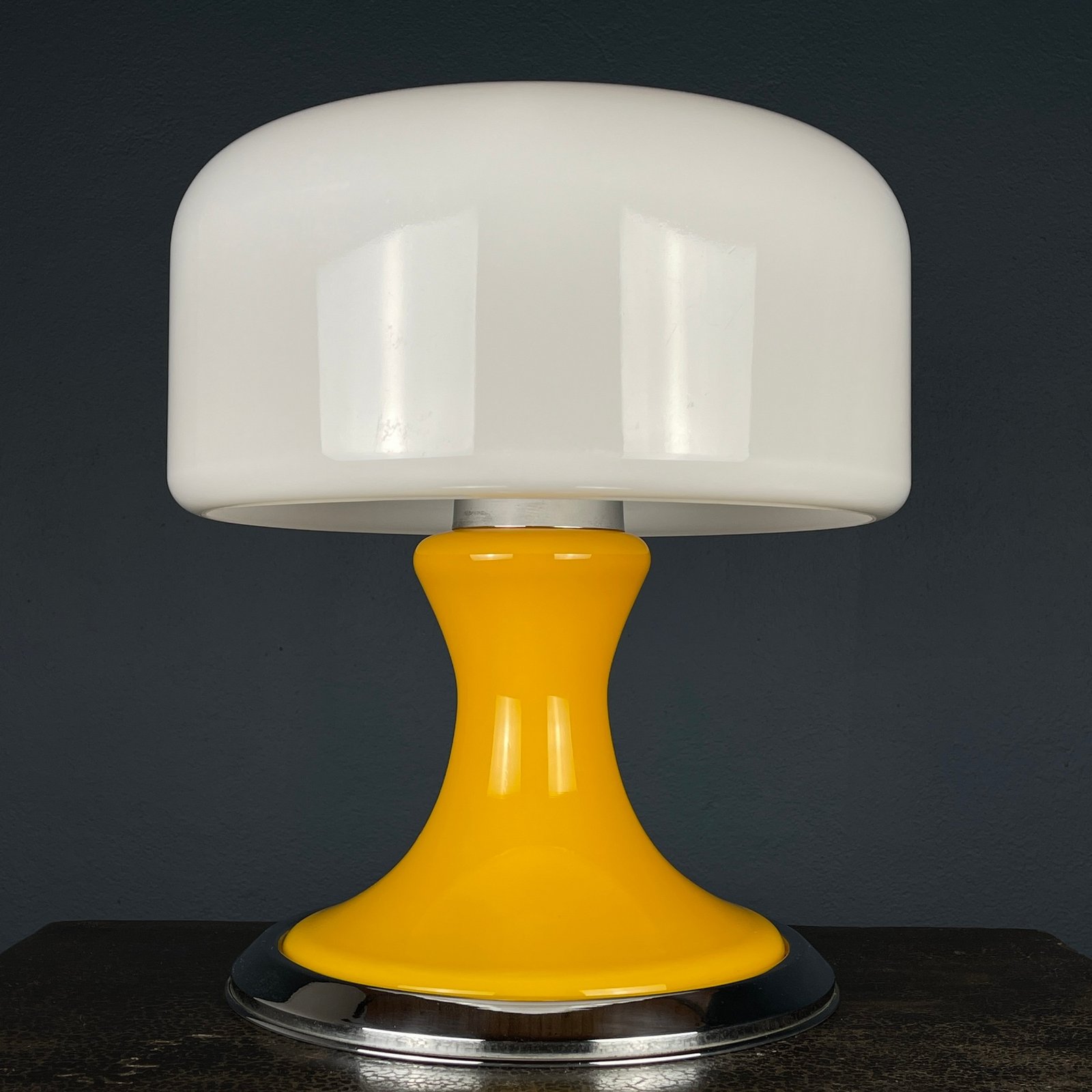 Vintage Mid-Century Modern Table Lamp, Italy 1970s, Space Age, Yellow