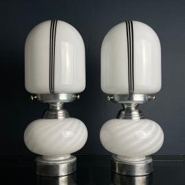 Vintage swirl murano glass table lamps Italy 1980s Set of 2