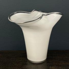 White murano glass vase Italy 1970s