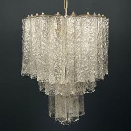 Mid-century murano glass chandelier Tronchi by Venini Italy 1960s