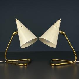 Pair of table lamps Cocotte by Gilardi & Barzaghi, Italy, 1950s Mid-century Italian modern lighting Vintage home decor