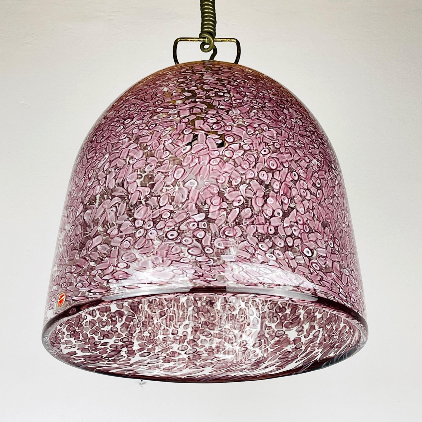 Original pink murano pendant lamp Neverrino by Gae Aulenti for Vistosi Italy 1970s Vintage italian lighting