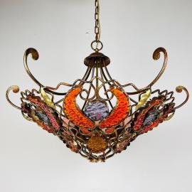 Metal and murano glass chandelier by MM Lampadari Italy 1990s