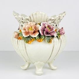 Este ceramics vase with flowers Italy 1950s / Vintage home decor Porcelan flowers