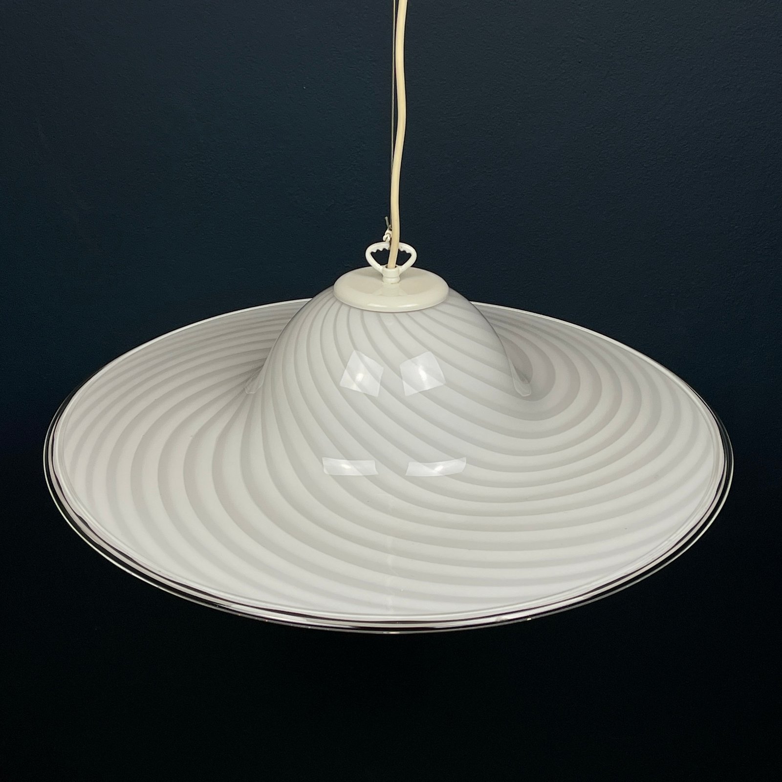 Classic swirl Murano glass pendant lamp Vetri Murano Italy 1970s