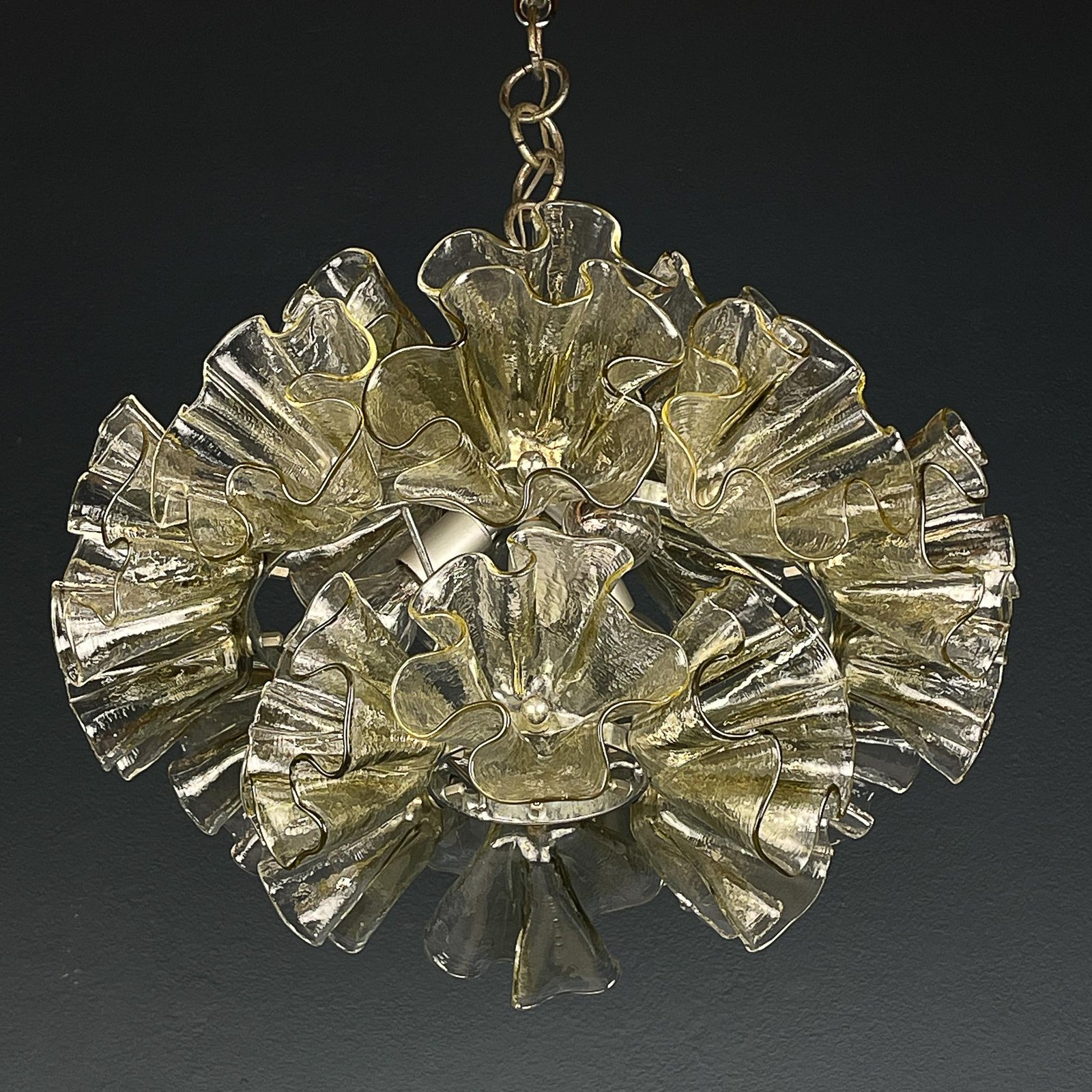 Murano glass chandelier by Mazzega, Italy 1970s, Mid-century modern lamp