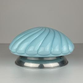 Vintage blue opaline table lamp, Italy 1950s, Art Deco, Mid-century modern design