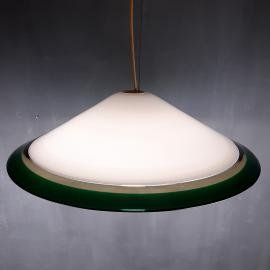 Retro murano glass pendant lamp Italy 1980s Green Yellow White