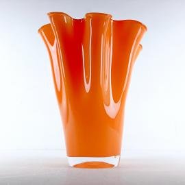 Orange murano glass vase Fazzoletto Italy 1990s