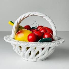 Vintage Italian Ceramic Fruit Basket, Mid 20th Century