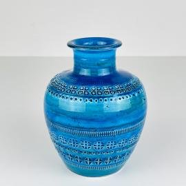 Vintage ceramic vase Rimini Blue, design Aldo Londi, Bitossi Italy 1970s