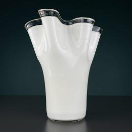 White murano glass vase, Italy 1970s