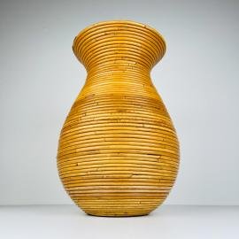 Vintage rattan vase, Gabriella Crespi Style, Italy 1970s