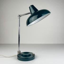 Green Industrial metal desk lamp Italy, 1960s