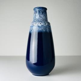 Vintage blue ceramic vase Lava by Jasba, West Germany, 1960s