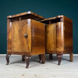 Antique wood nightstand, Italy, 1940s, Set of 2