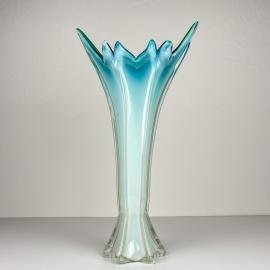 Vintage large green-blue murano vase, Italy 1970s