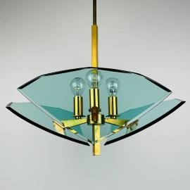 Vintage art glass pendant lamp by Fontana Arte, Italy 1950s