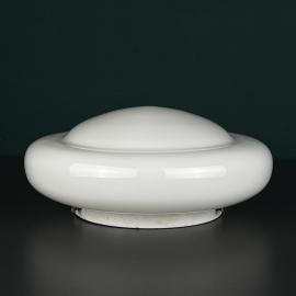 Vintage white glass ceiling lamp, Italy 1970s