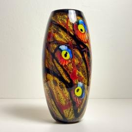 Vintage large multicolor murano vase by Cristalleria D’ Arte Murano, Italy, 1980s