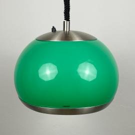 Mid-century green plastic pendant lamp by Stilux Milano, Italy, 1972