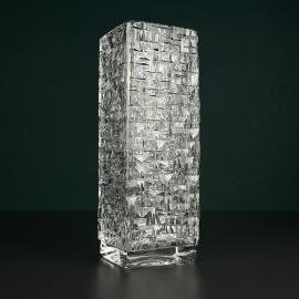 Vintage Bohemian crystal vase by Vladimír Žahour for Poděbrady Glassworks, Czechoslovakia, 1960s