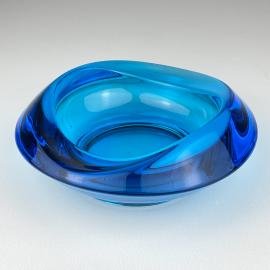 Vintage Bohemian glass ashtray or bowl by Rudolf Jurnikl for Union Sklo, Rozice, Czech, 1962