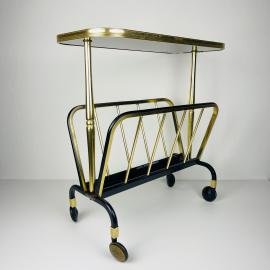 Mid-century brass trolley or magazine rack by MB, Italy, 1960s