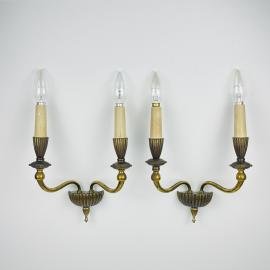 Vintage bronze wall lamps, Italy 1950s, Set of 2