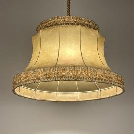 Vintage rawhide pendant lamp, 1950s