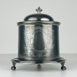 Original Antique silver plated biscuit box by James Deakin & Sons, Sheffield, England, 1890s