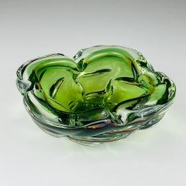 Original green murano glass ashtray, Italy, 1970s