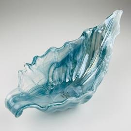 Vintage blue art glass vase, Italy 1990s