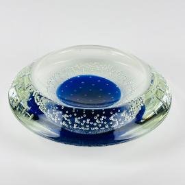 Original blue murano glass ashtray, Italy, 1980s