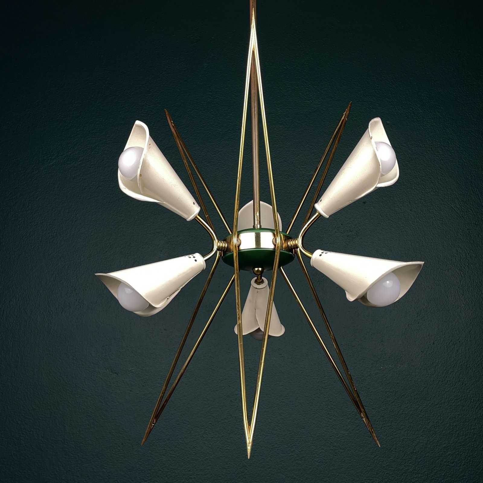 Mid-century metal chandelier by Stilnovo, Italy 1970s