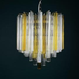 Original cascade Murano glass Crystal Prism Chandelier from Venini, Italy 1970s