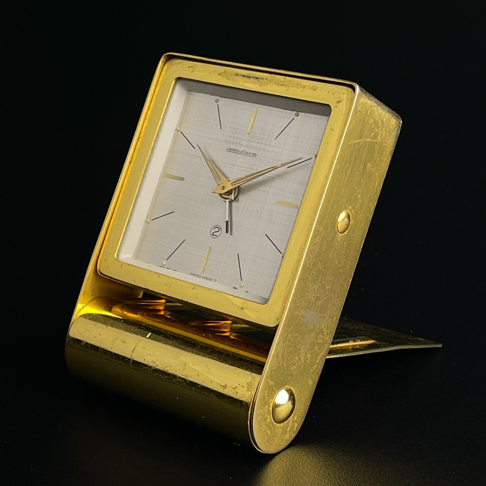 Travel alarm clock by Jaeger-LeCoultre, Swiss, 1950s