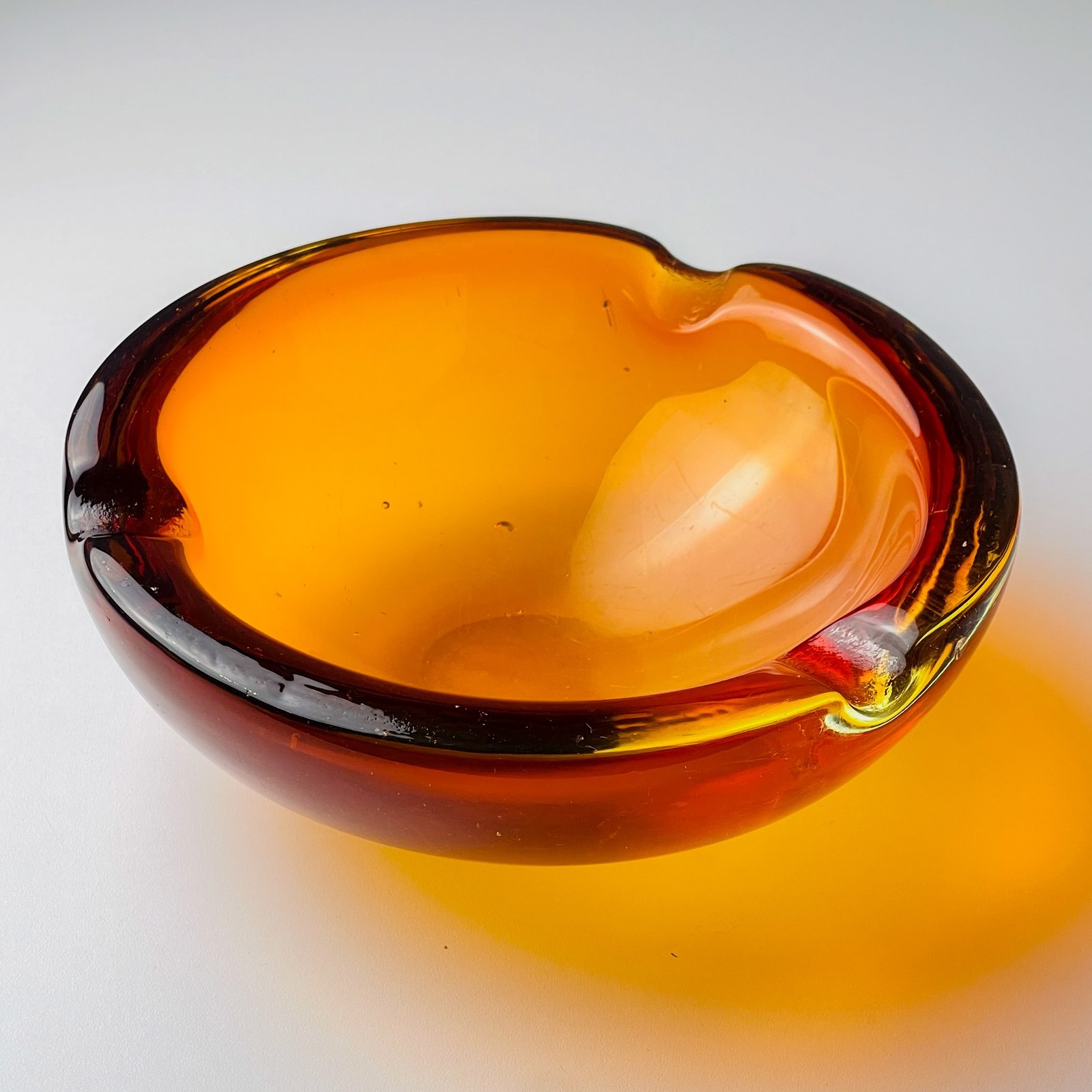 Original orange murano glass ashtray, Italy, 1970s