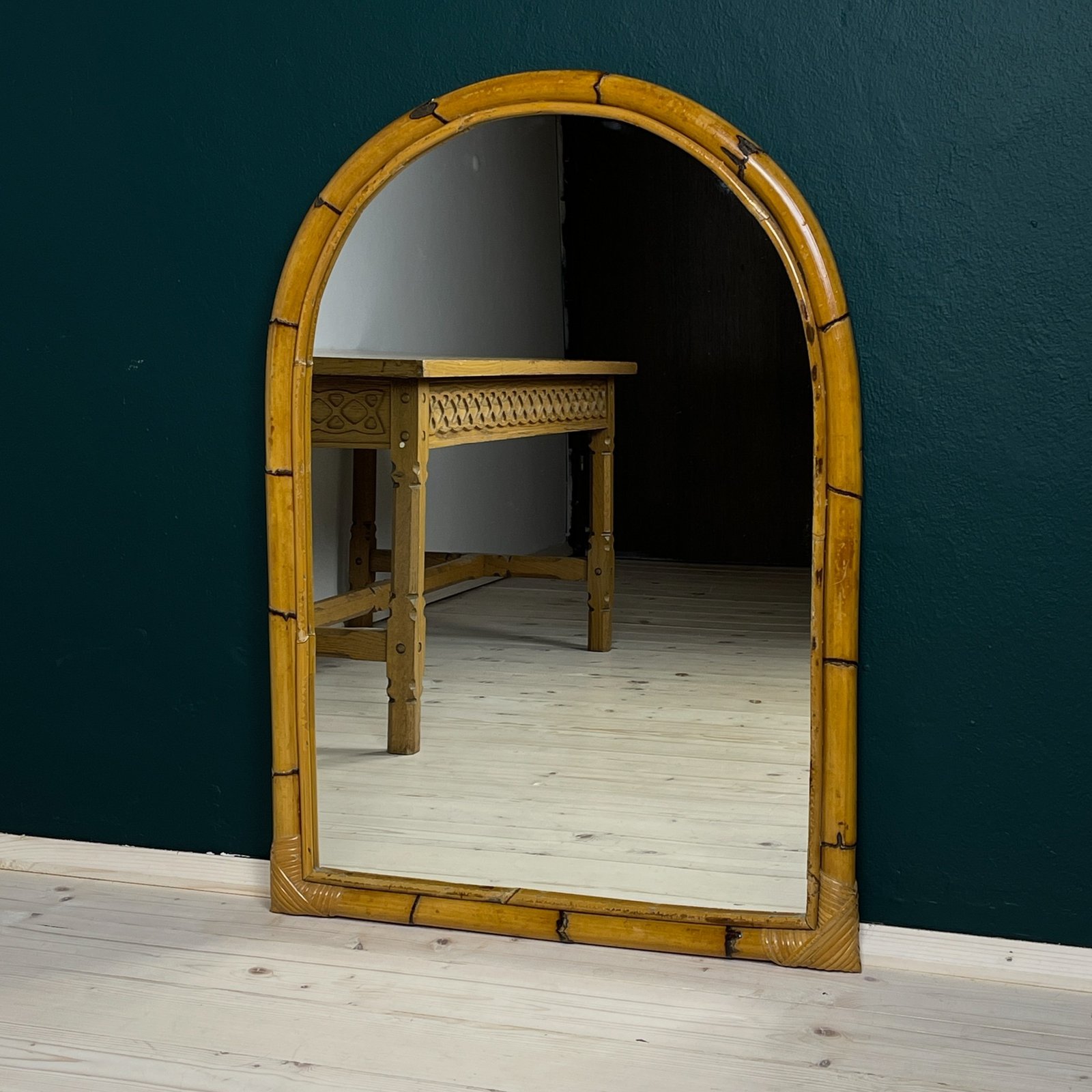 Mid-Century Bamboo Arch Wall Mirror, Italy, 1960s