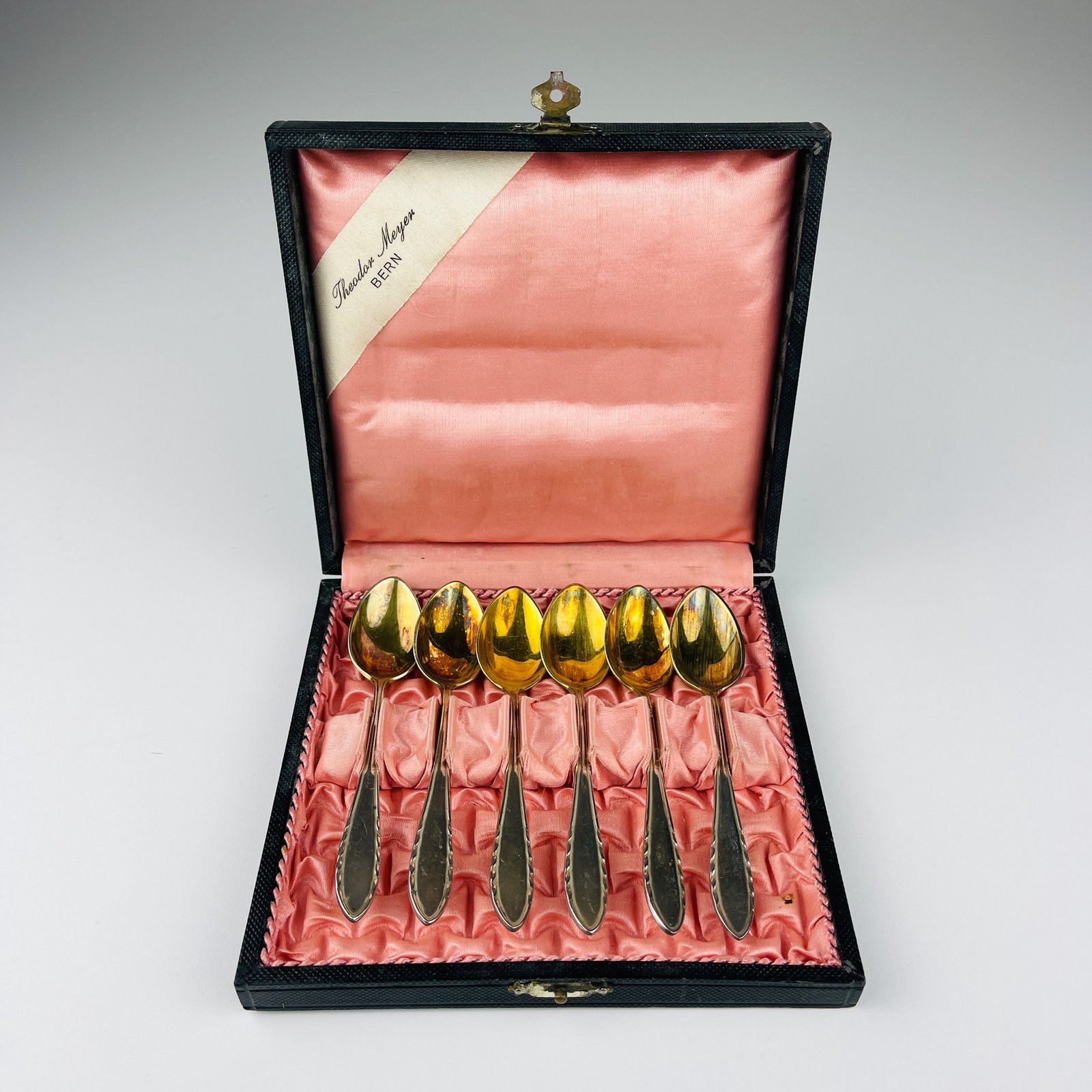 Antique set of 6 silver teaspoons Theodor Meyer Bern, Berndorf, 1920s