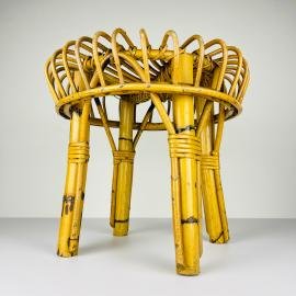 Vintage Rattan Stool, Italy, 1960s