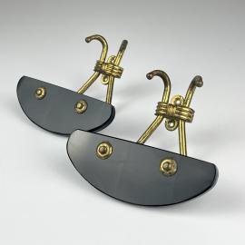 Vintage brass coats hook, Italy, 1950s, Set of 2