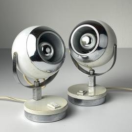 Mid-century white desk lamps Eyeball, Italy 1960s, Set of 2