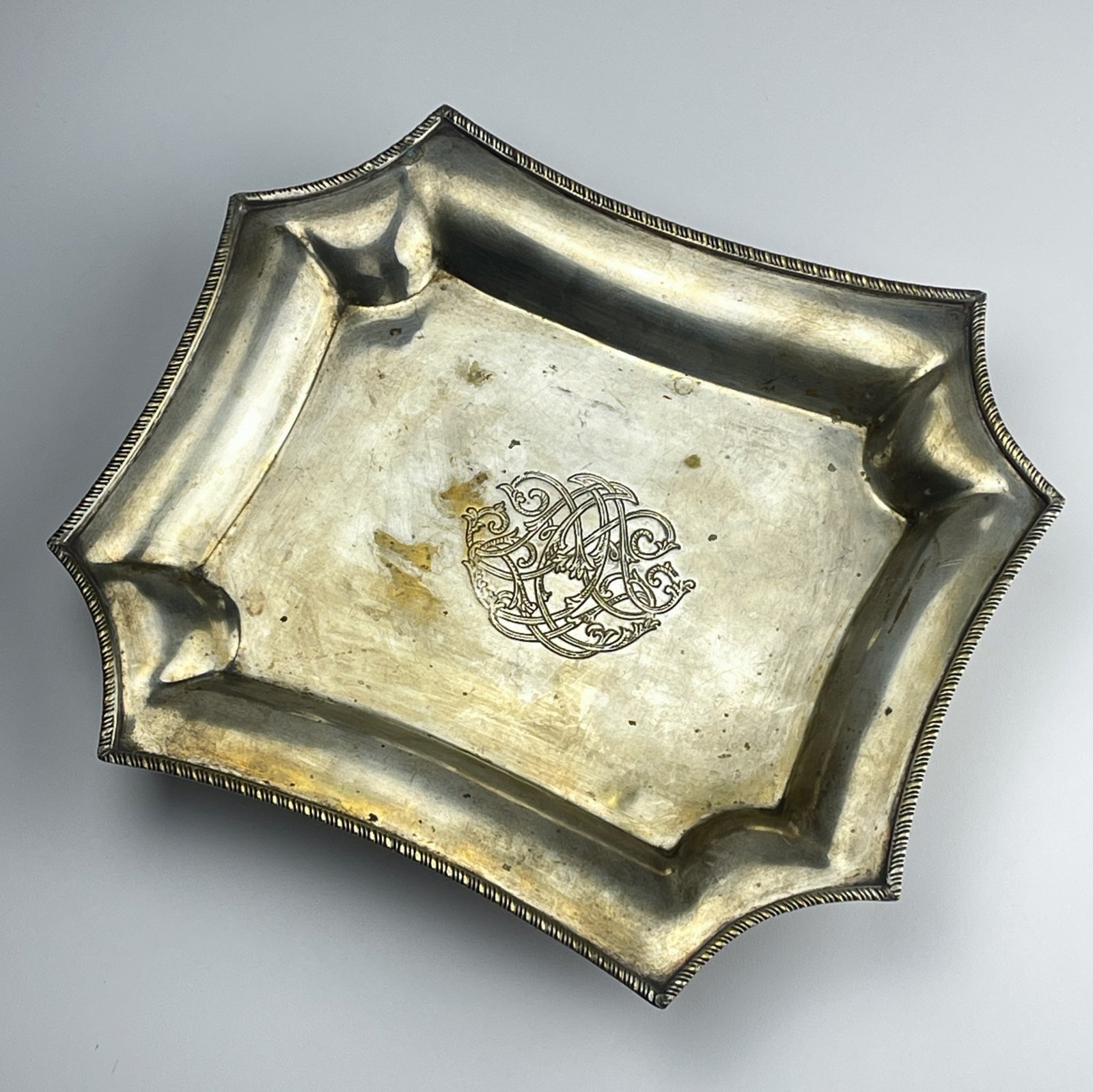 Antique silver plated tray by Queen Victoria Sheffield, England, 1900s