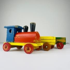 Vintage wooden toy train, Italy, 1950s