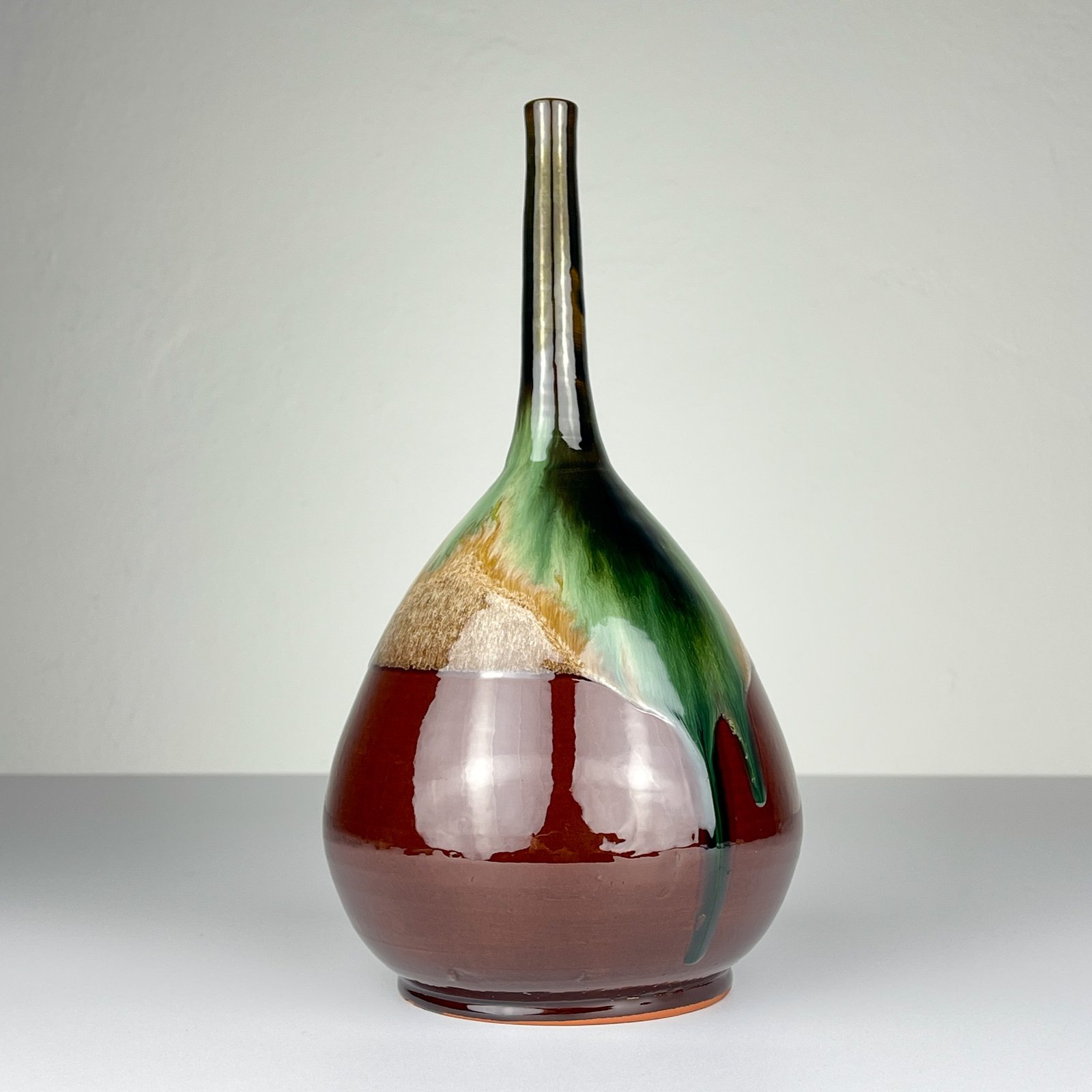 Vintage brown ceramic vase by Piqueres, Spain, 1970s