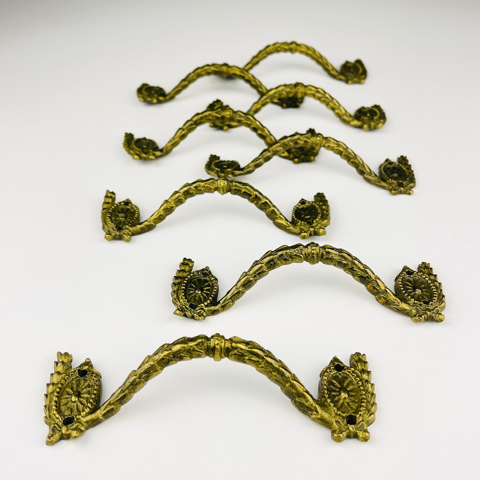 Antique bronze furniture handles, Set of 8, Italy, 1930s