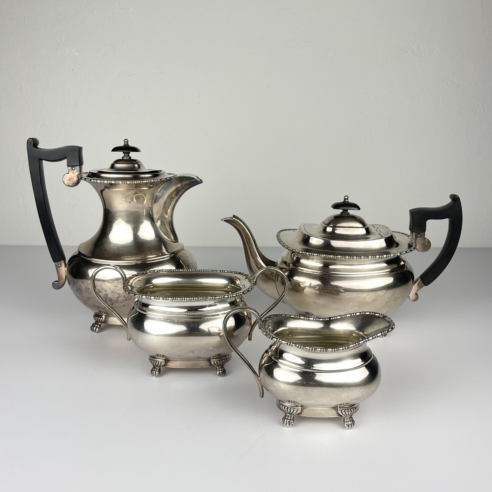 Antique four piece silver tea set, Sheffield, England, 1930s