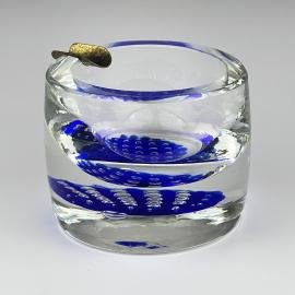 Original blue murano glass ashtray, Italy, 1970s