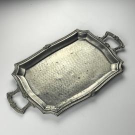 Antique pewter tray or fruit platter by Lavorazione a Mano Rama Peltro 95%, Italy, 1950s